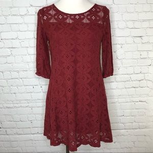 Skies Are Blue Burgundy Lace Dress Petite Small